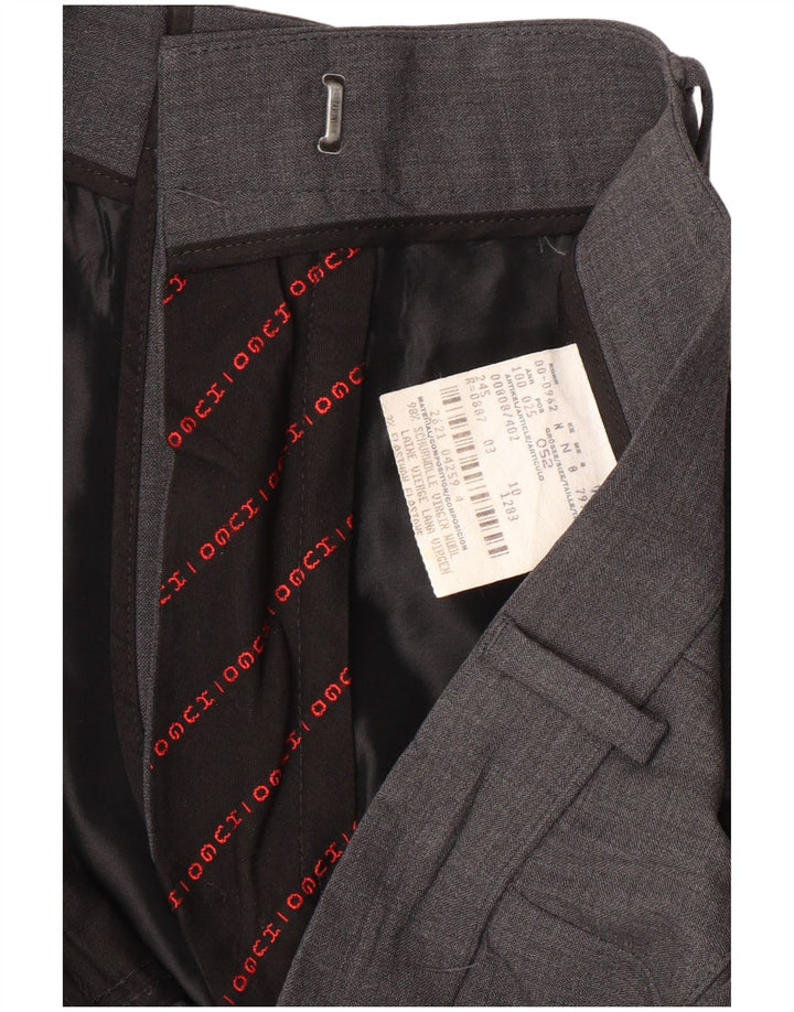 HUGO BOSS Pantaloni drepti pentru bărbați IT 52 XL W34 L34 gri din lână virgină