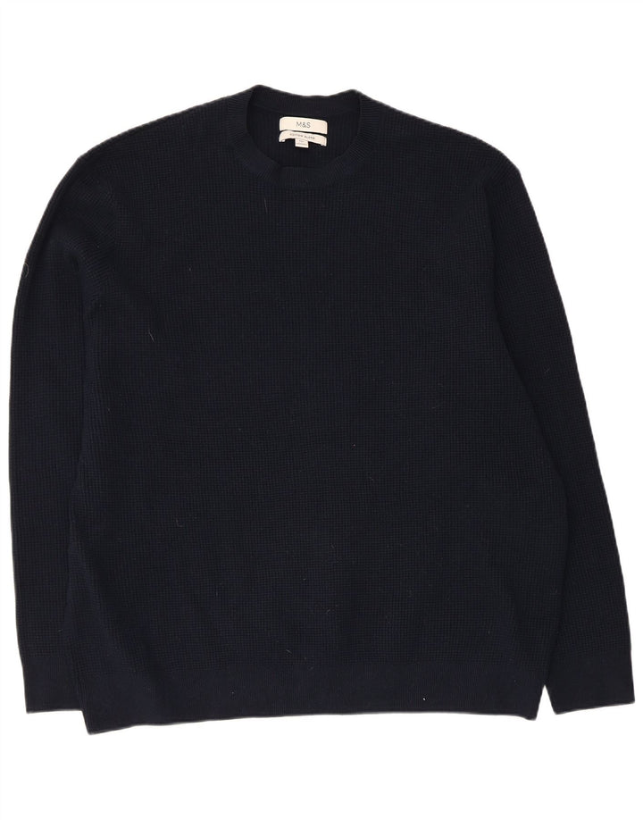 Pulover pentru bărbați Marks & Spencer, cu gât crew, 3XL, poliester bleumarin