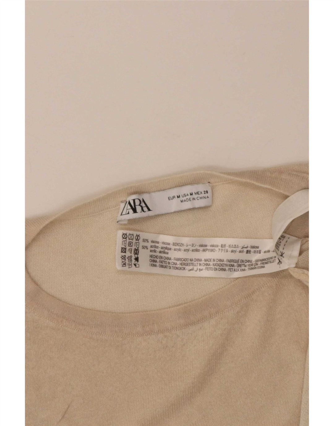 Tricou supradimensionat pentru femei Zara UK 14 Medium Beige Viscose