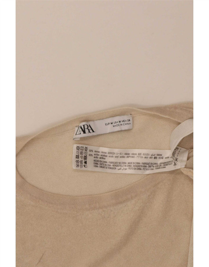 Tricou supradimensionat pentru femei Zara UK 14 Medium Beige Viscose