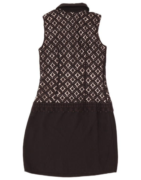 Coast Womens Sleeveless Sheath Dress UK 6 XS  Black Geometric Polyester