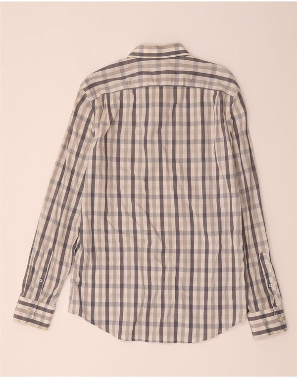 Cămașă pentru bărbați Gap Slim Fit, bumbac cu carouri, gri mediu