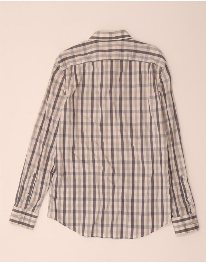 Cămașă pentru bărbați Gap Slim Fit, bumbac cu carouri, gri mediu