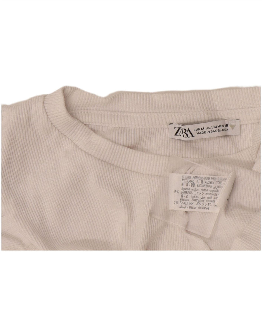 Bluză Crop Top Femei Zara UK 12 Bumbac Alb Mediu
