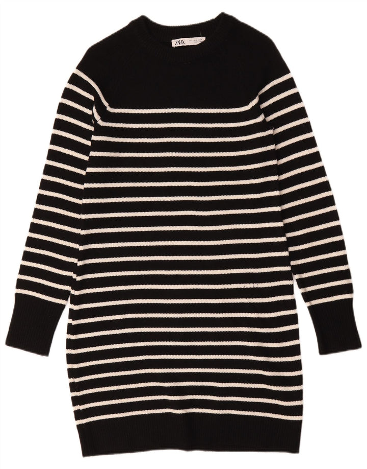 Rochie pulover pentru femei Zara UK 10 Poliester cu dungi negre mici