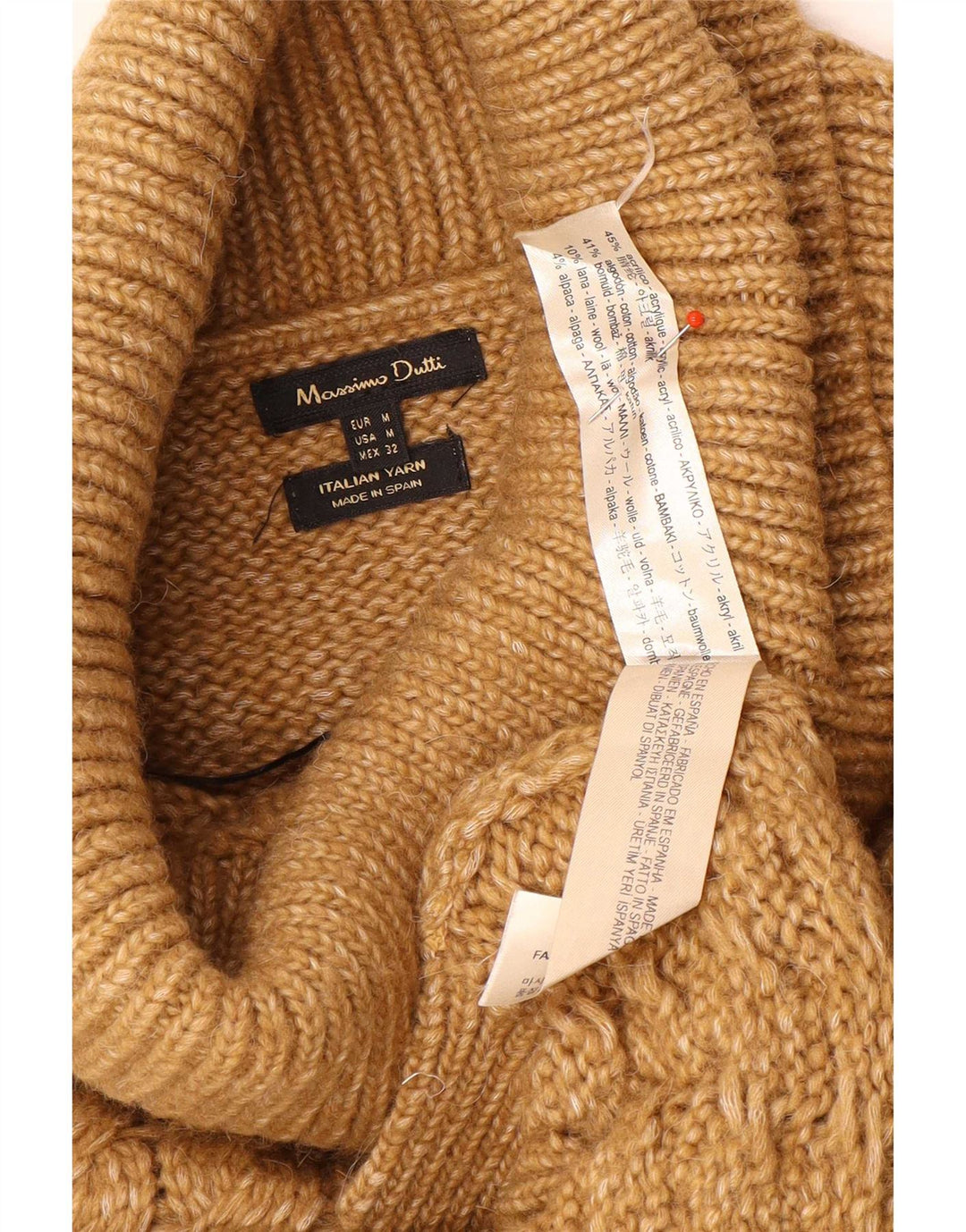 Pulover pentru femei Massimo Dutti cu gât rulat UK 14 maro mediu acrilic