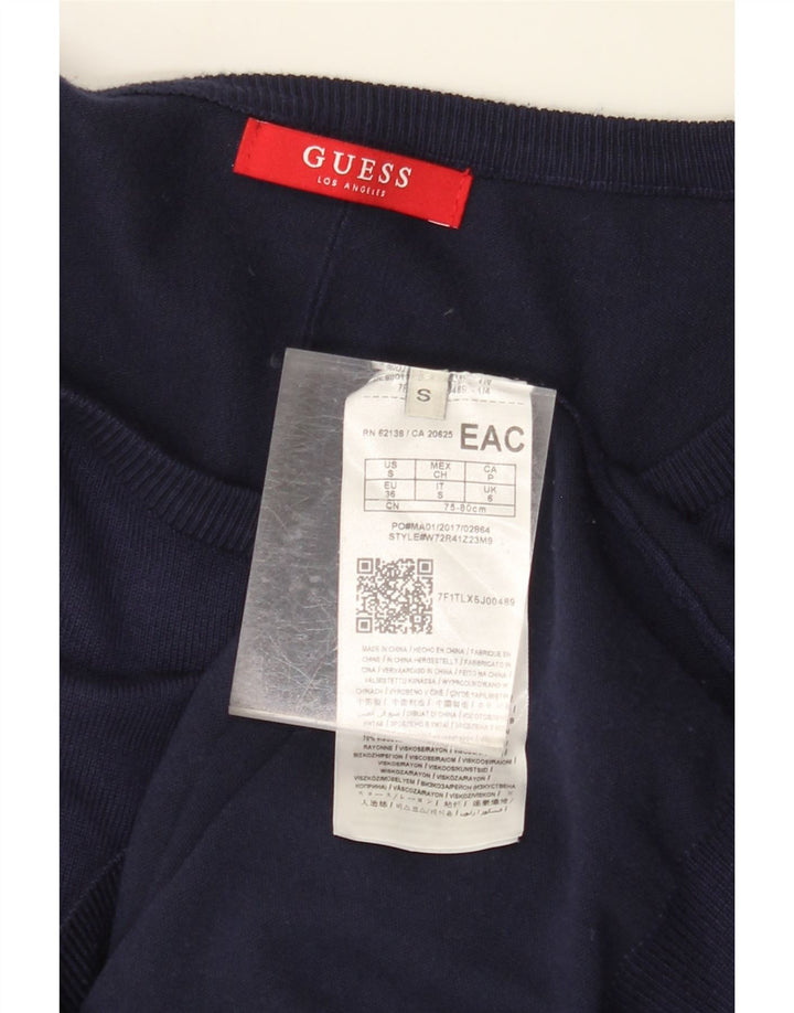 GUESS Pulover supradimensionat cu gât de barcă pentru femei UK 6 Mic bleumarin