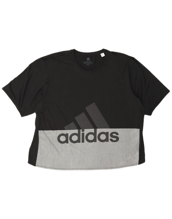 Tricou cu grafic Climalite Adidas pentru femei Top UK 24/26 2XL Negru Colorblock