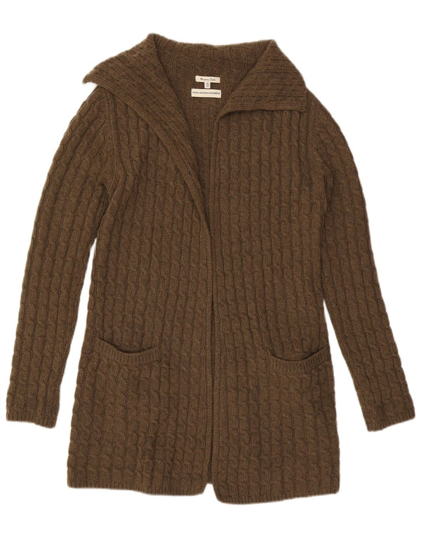 Pulover cardigan deschis pentru femei Massimo Dutti UK 14 Lână maro medie