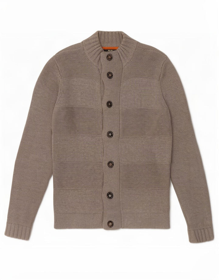 Pulover cardigan pentru bărbați Jack & Jones, bumbac cu dungi, gri mediu
