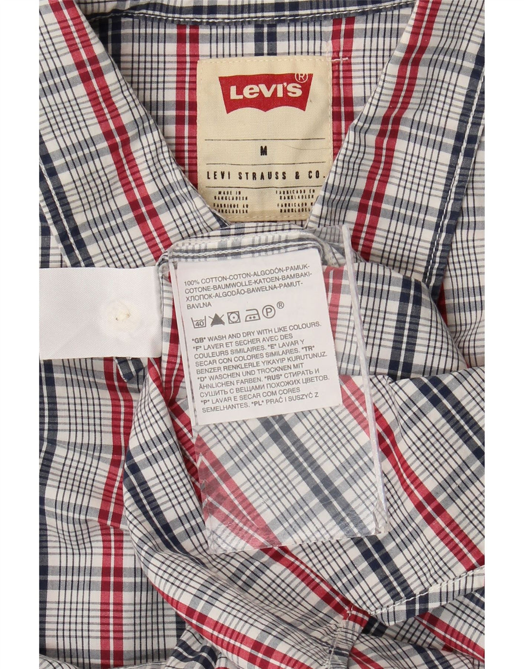 Cămașă Levi's pentru bărbați, cu mânecă scurtă, cu ajustare standard, din bumbac cu carouri albastru mediu