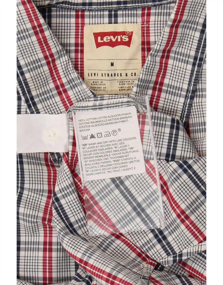 Cămașă Levi's pentru bărbați, cu mânecă scurtă, cu ajustare standard, din bumbac cu carouri albastru mediu