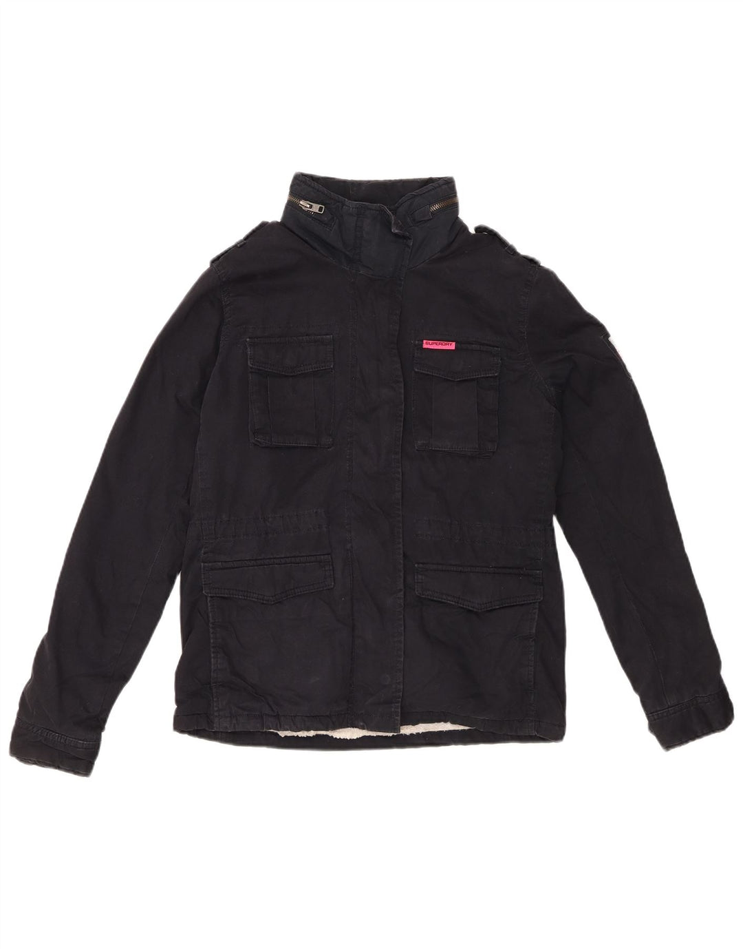 Jachetă militară Sherpa Superdry pentru femei UK 10 Small Bleumarin