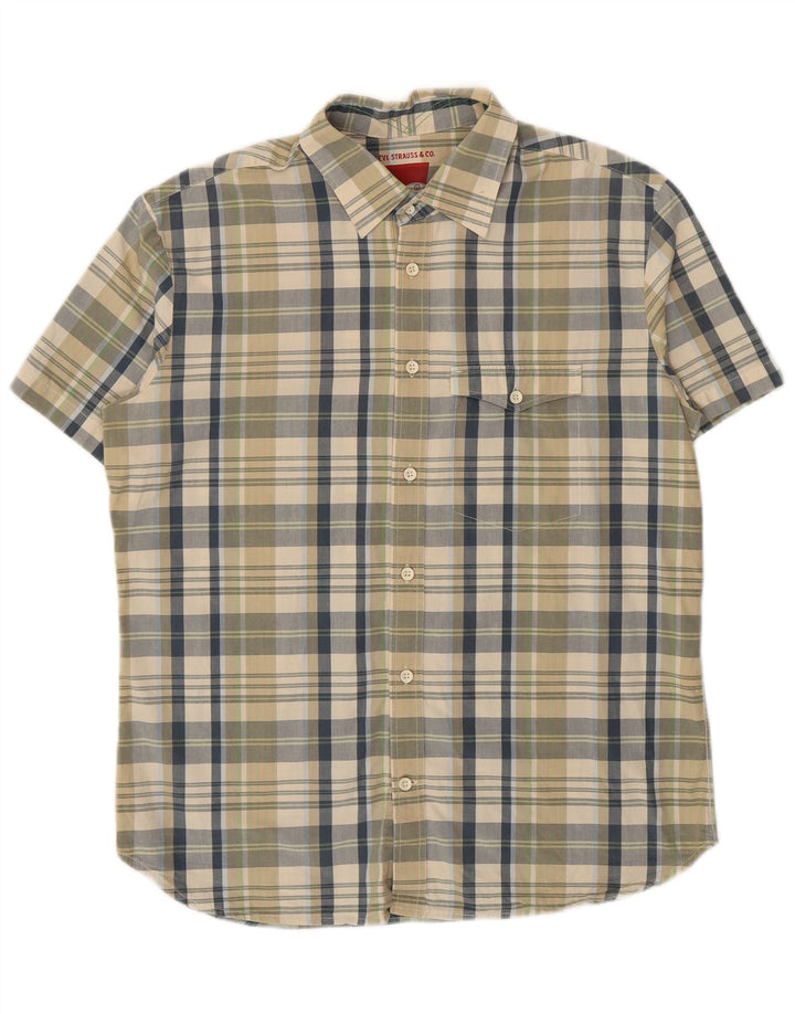 Cămașă cu mânecă scurtă Levi's pentru bărbați, bumbac cu carouri verzi mari