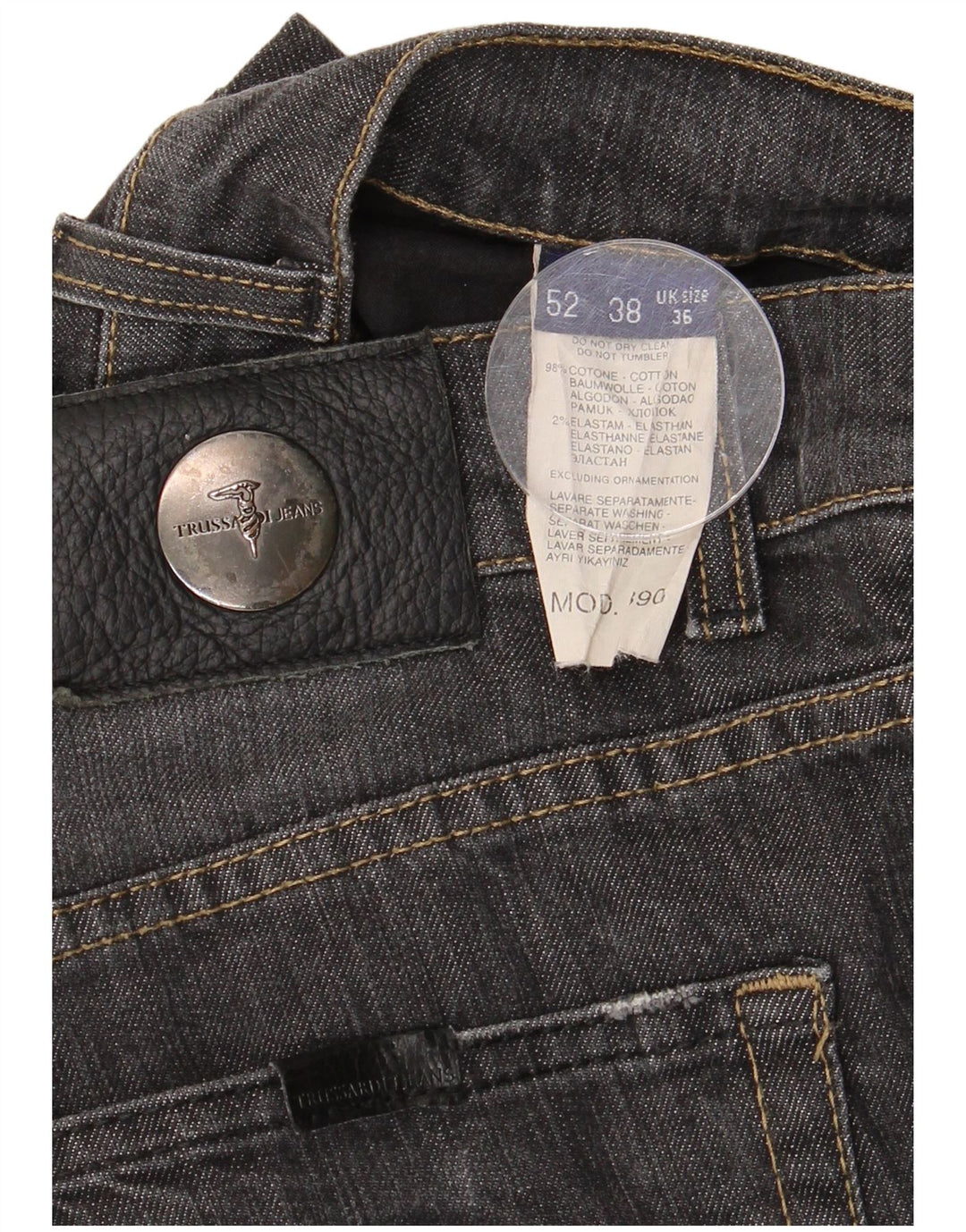 Trussardi blugi drepti pentru bărbați W36 L30 bumbac negru