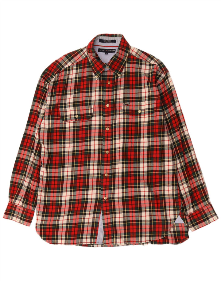 Cămașă de flanel pentru bărbați Tommy Hilfiger, bumbac cu carouri roșii mari