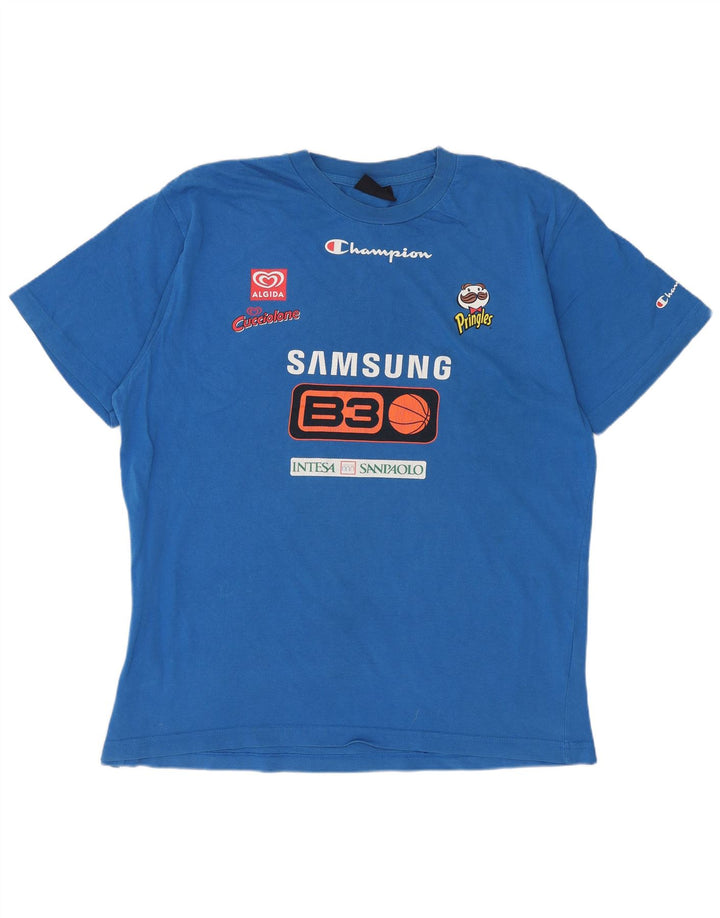 Tricou grafic pentru bărbați CHAMPION Top mare din bumbac albastru