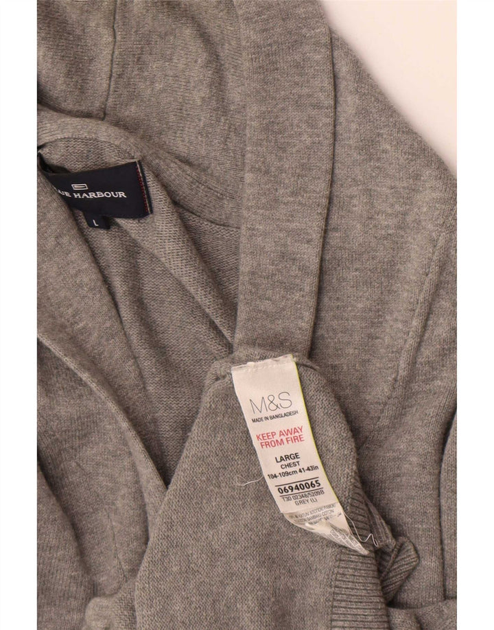 Pulover Cardigan Blue Harbour pentru bărbați Marks & Spencer, bumbac mare, gri