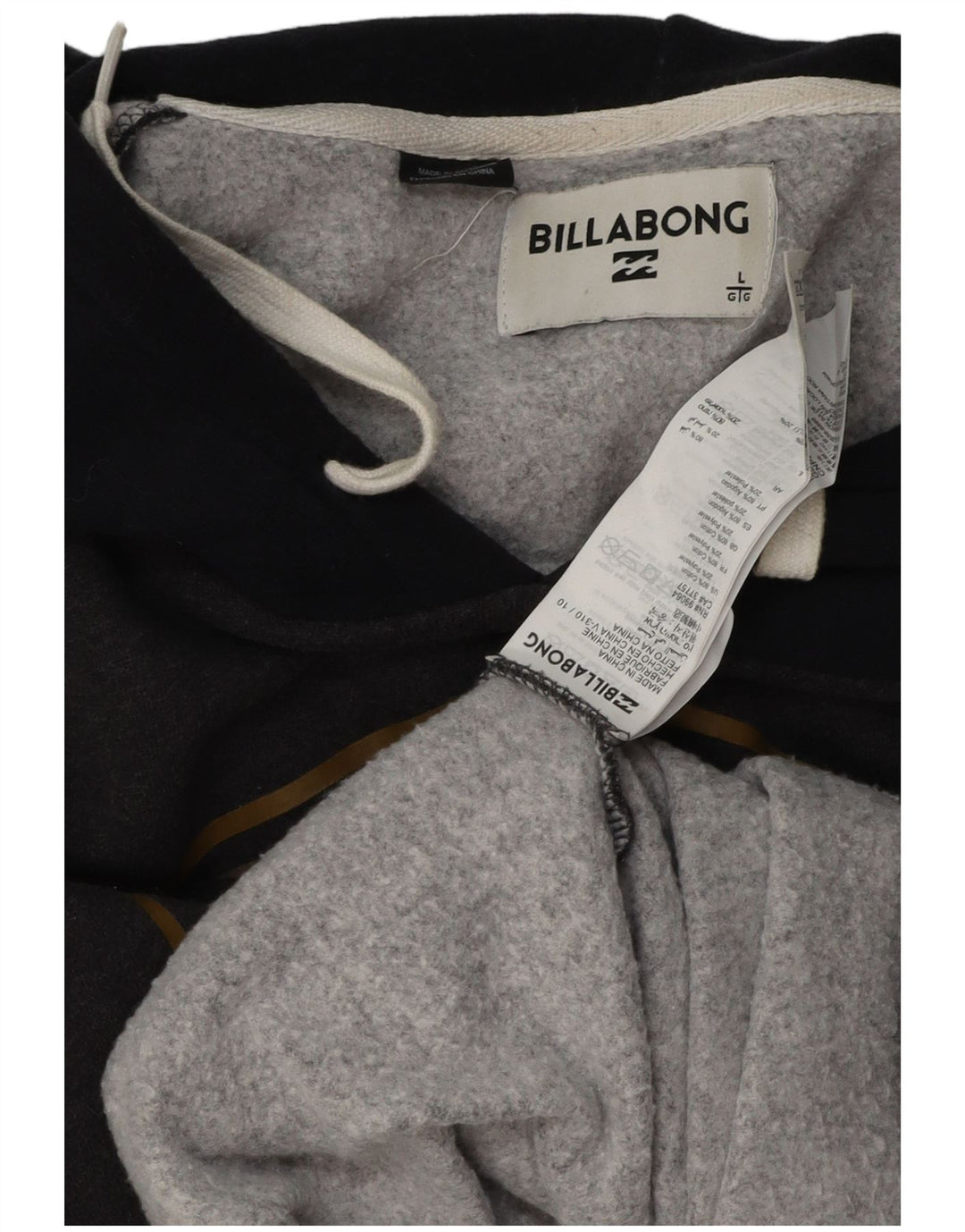 BILLABONG Pulover cu glugă cu grafică pentru bărbați, mare, gri, bumbac color bloc