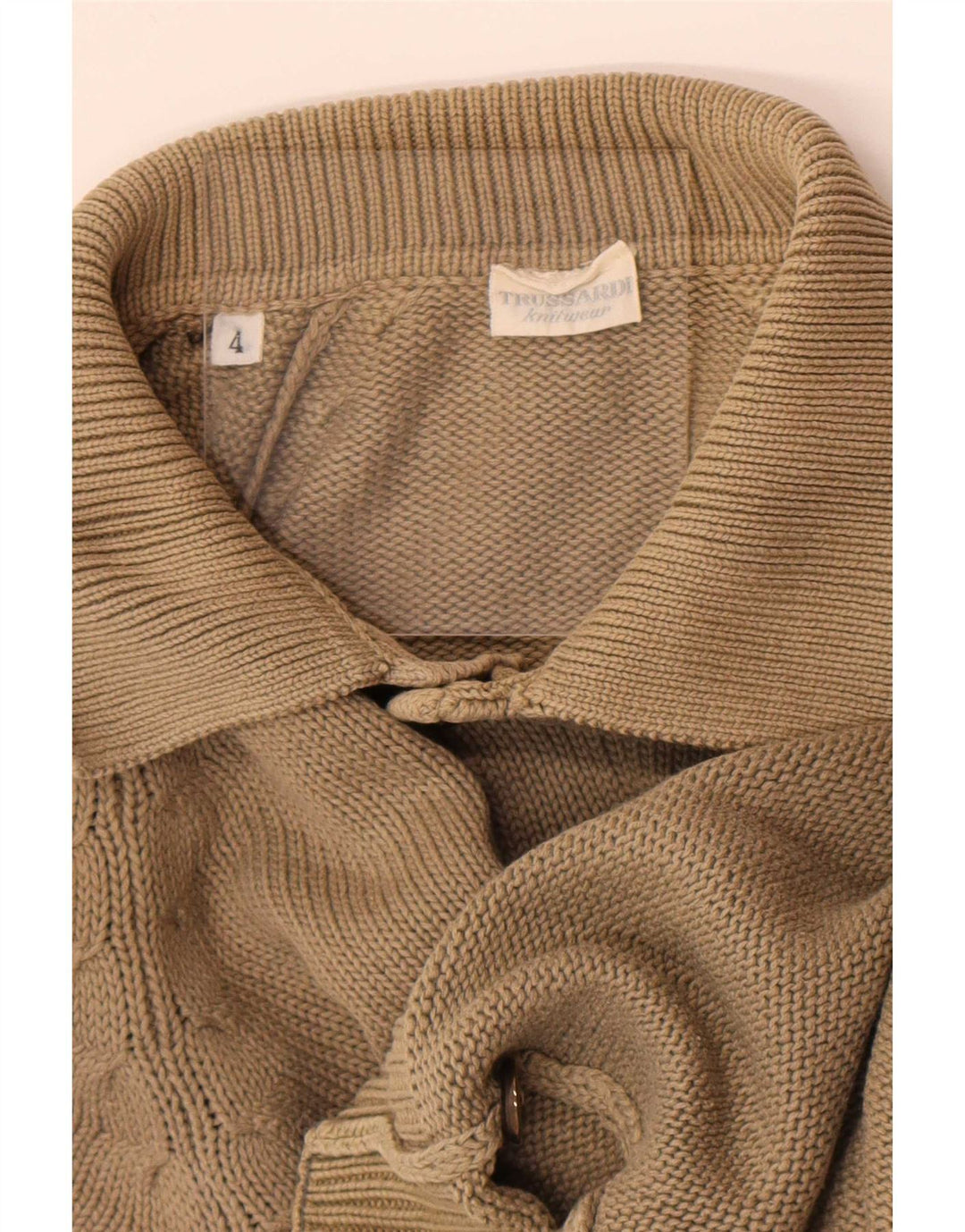 Pulover Trussardi pentru bărbați cu gât polo, bej mediu