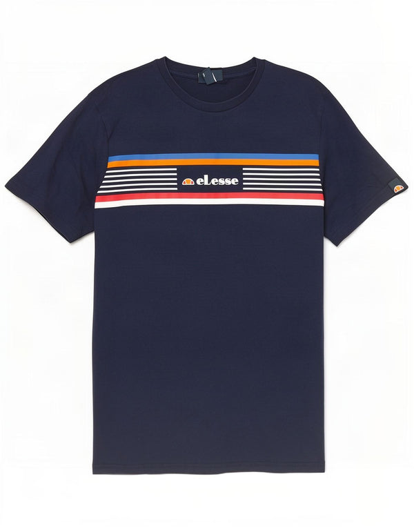 Tricou cu grafic pentru bărbați Ellesse Top mare din bumbac cu dungi bleumarin
