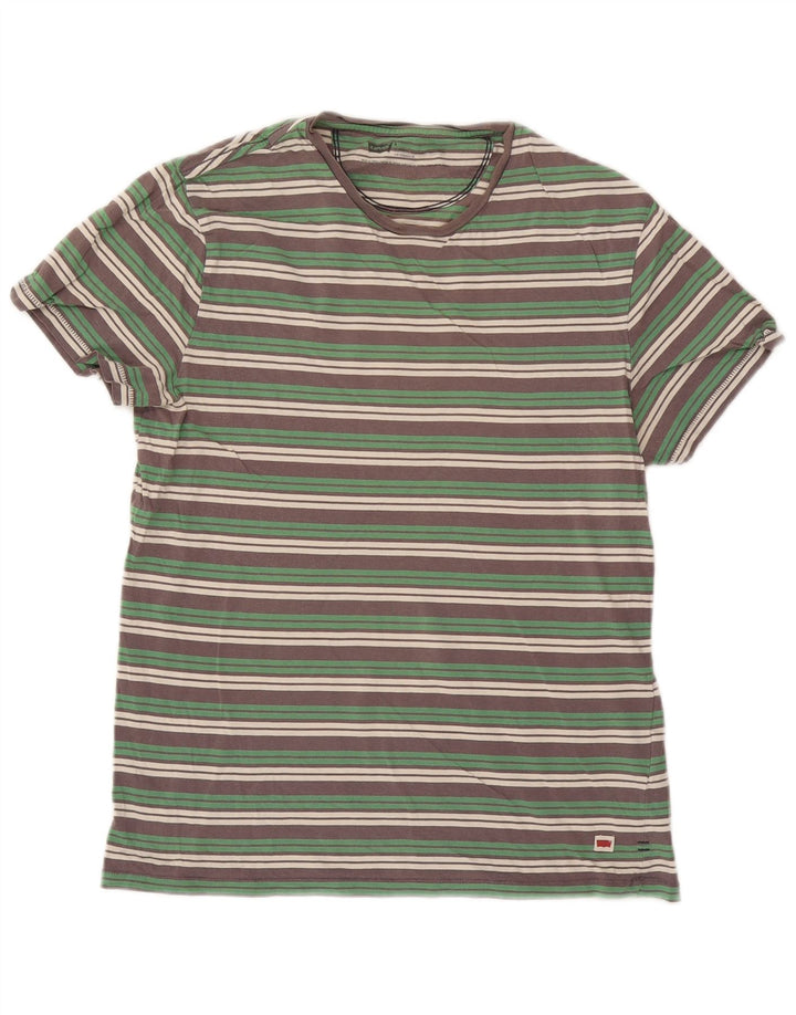 Tricou pentru bărbați Levi's Top din bumbac cu dungi verzi medii