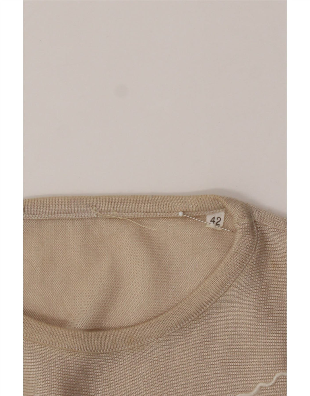 VINTAGE Womens Boat Neck Jumper Sweater IT 42 Medium Beige Colourblock Vintage Vintage and Second-Hand Vintage from Messina Hembry 