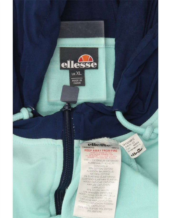 Pulover cu glugă cu grafic ELLESSE pentru bărbați XL, bumbac color-bloc turcoaz