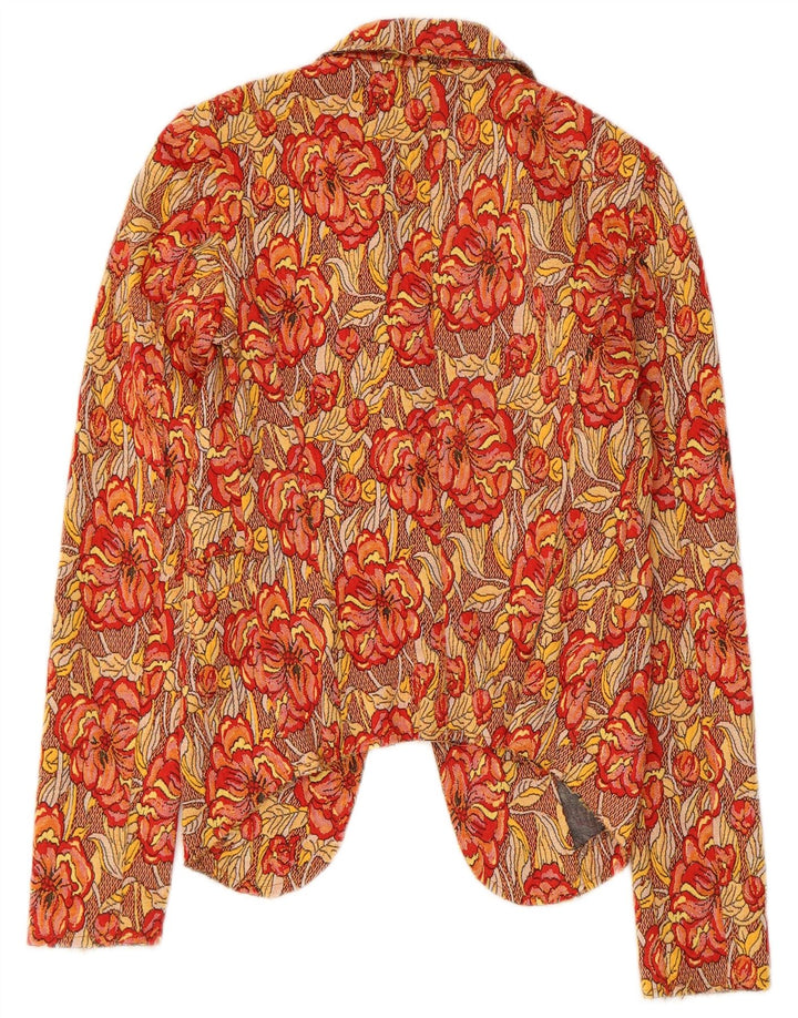 Jachetă vintage pentru femei cu 1 nasture, UK 10, multicoloră, florală