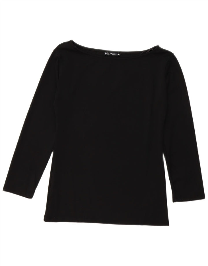 ZARA Womens Top 3/4 Sleeve UK 12 Medium Black