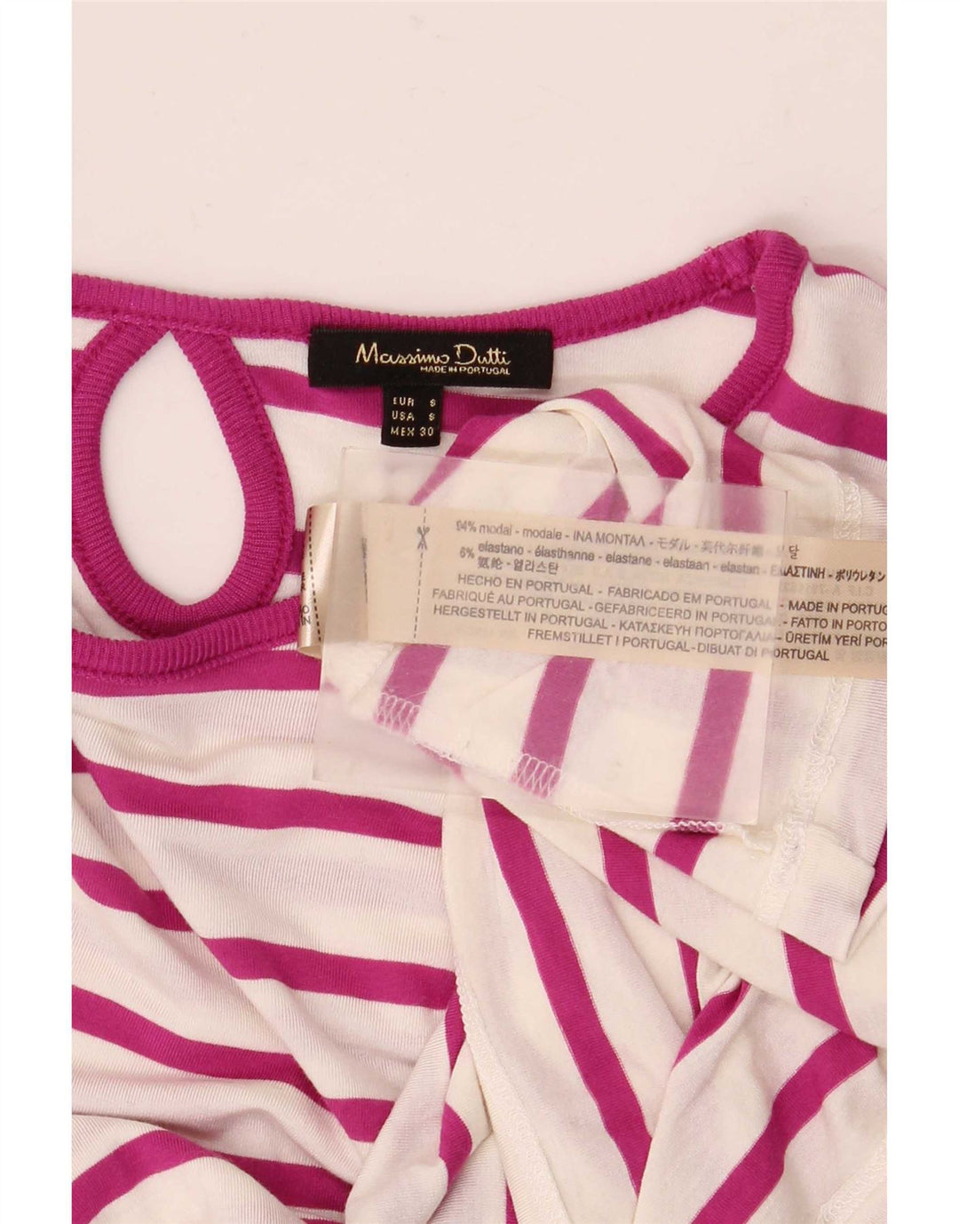 Top pentru femei Massimo Dutti cu mânecă lungă UK 10, mic, alb, modal cu dungi