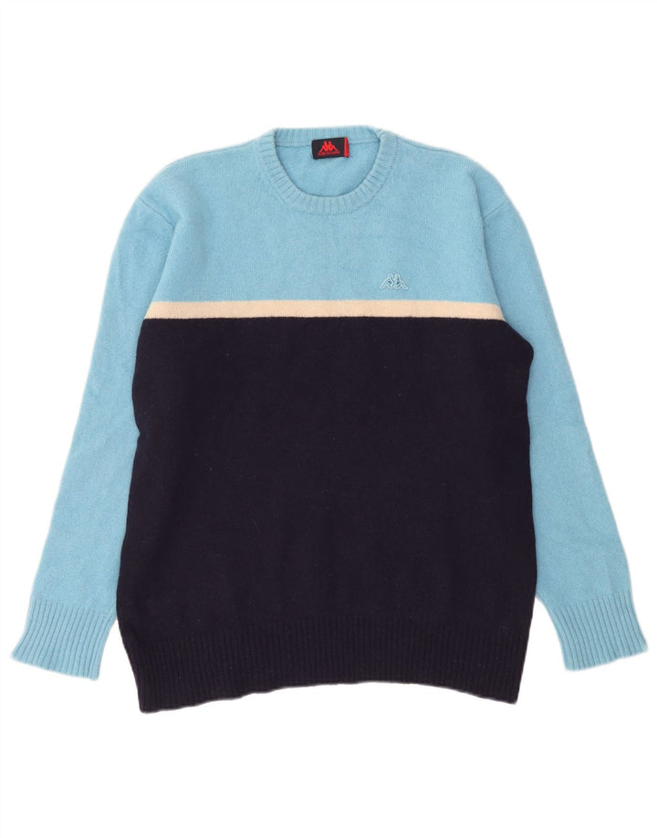 Pulover pentru bărbați Kappa cu gât roșu, XL, lână color block, albastru