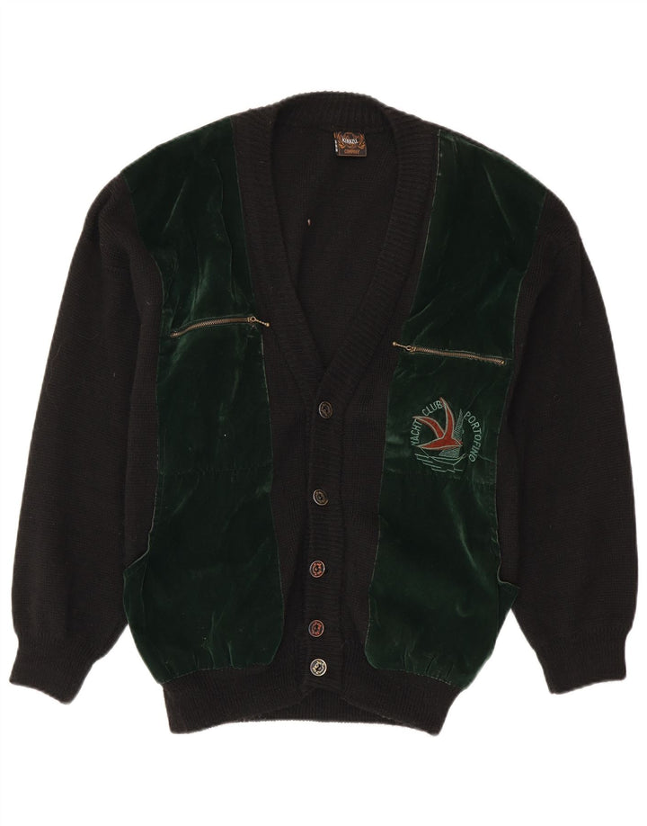 YACHTING CLUB Pulover cardigan pentru bărbați, mediu negru, bloc de culoare