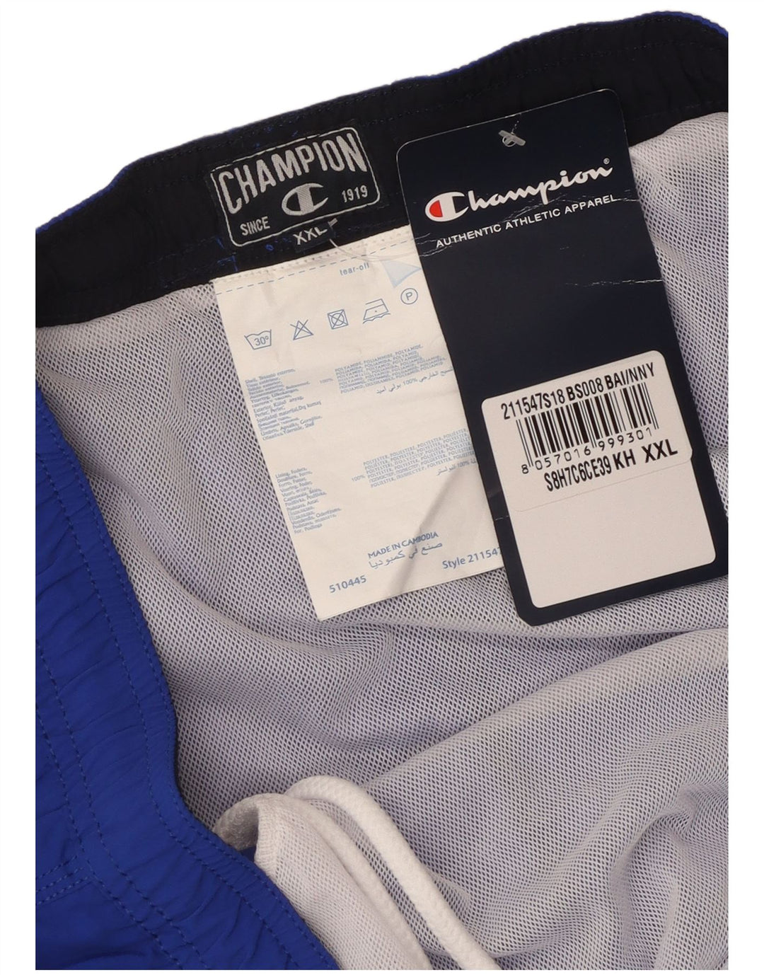 Pantaloni scurți de înot grafic pentru bărbați CHAMPION 2XL, poliester albastru