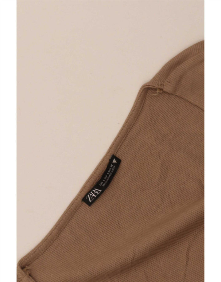 Crop Top pentru femei Zara cu mânecă lungă UK 14 mare maro