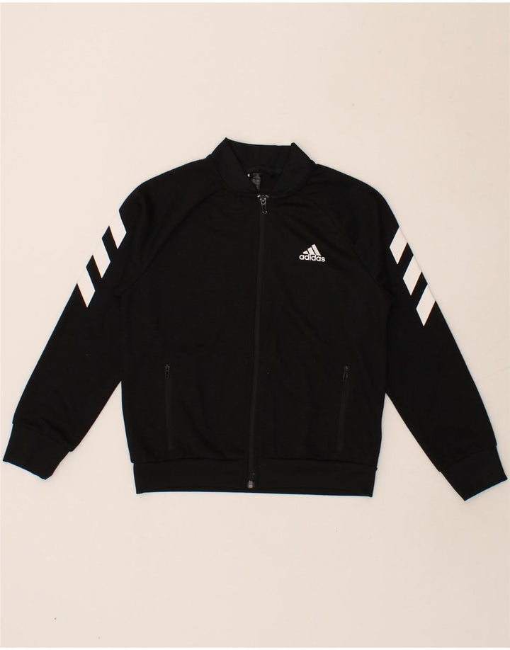 ADIDAS Boys Graphic Tracksuit Top Jacket 9-10 Years Black Polyester Vintage Adidas and Second-Hand Adidas from Messina Hembry 