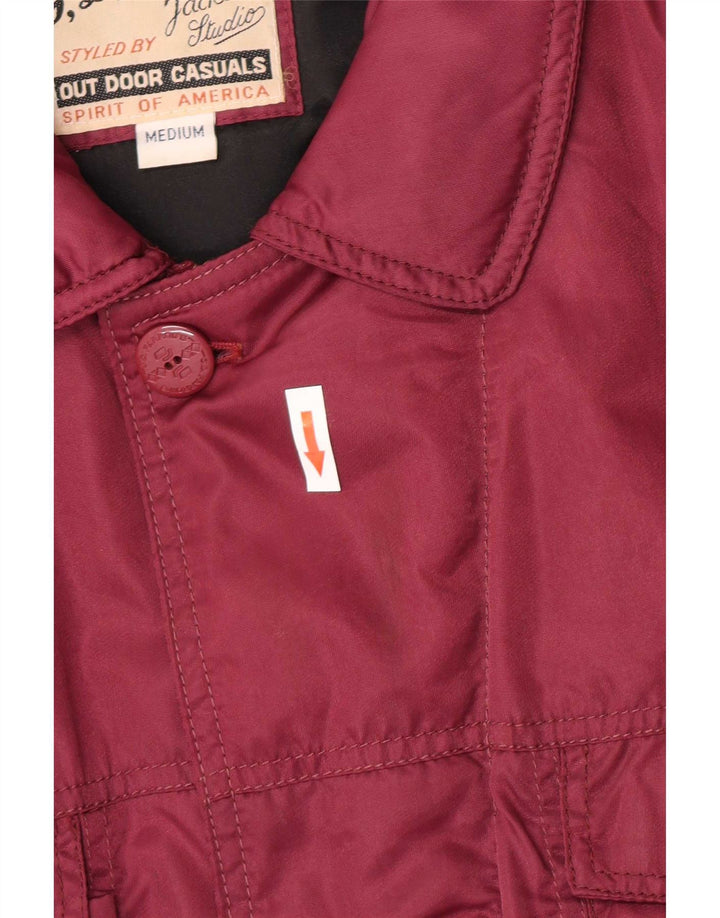 Jachetă Bomber Căptușită Vintage pentru bărbați Marea Britanie 38 Nylon mediu Burgundy