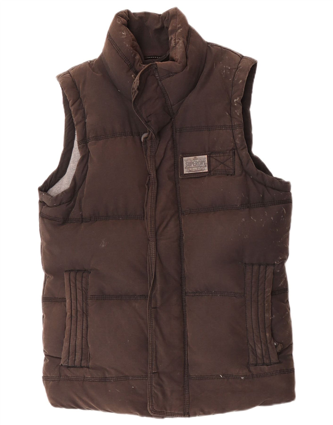 Gilet căptușit pentru femei Superdry UK 36 mic, maro, bumbac