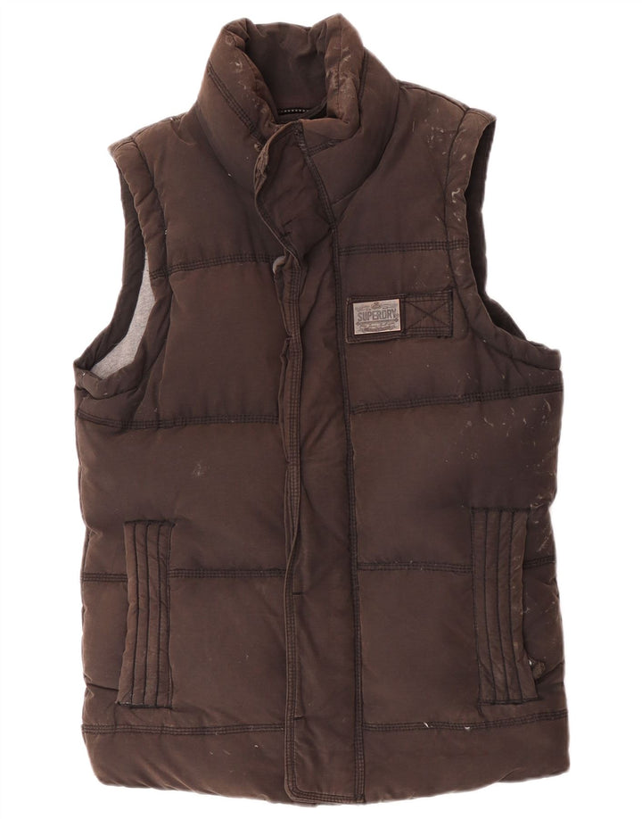 Gilet căptușit pentru femei Superdry UK 36 mic, maro, bumbac