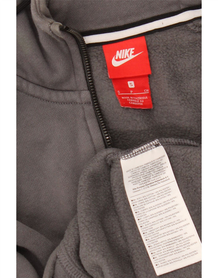 Pulover NIKE pentru bărbați, cu fermoar și gât, bumbac mic, gri