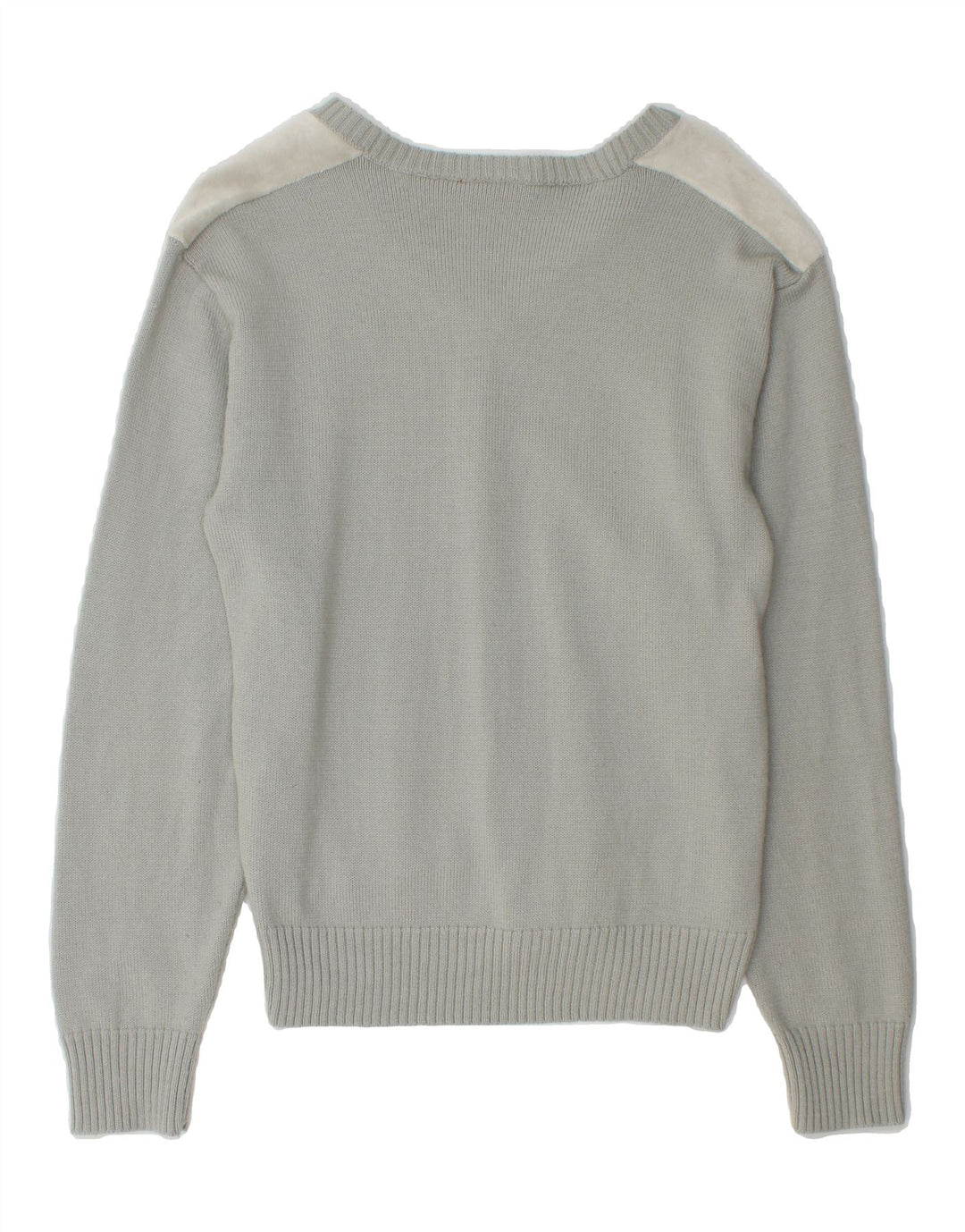 PUMA Mens V-Neck Jumper Sweater Medium Grey Colourblock Wool Vintage Puma and Second-Hand Puma from Messina Hembry 