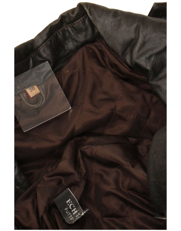 VINTAGE Palton din piele dublu pentru femei EU 38, maro mediu, piele