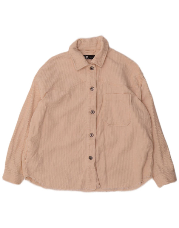 Cămașă oversize din velur pentru femei Zara UK 6 XS bumbac bej