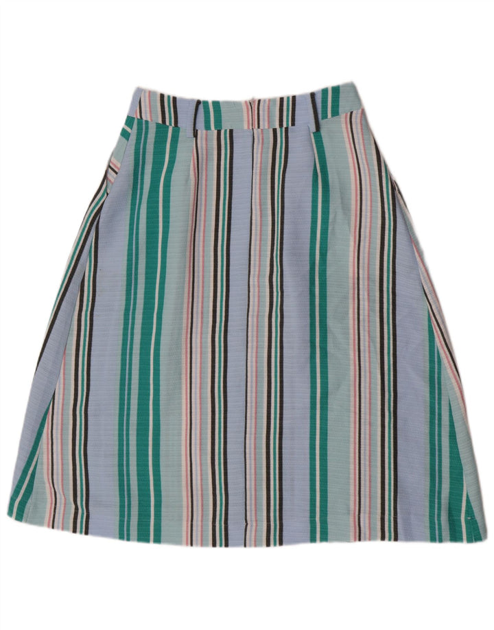 Oasis Fustă A-Line pentru femei UK 10 Small W27 Poliester cu dungi albastre