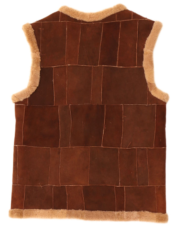 Gilet Vintage pentru bărbați din shearling UK 40 Large Brown