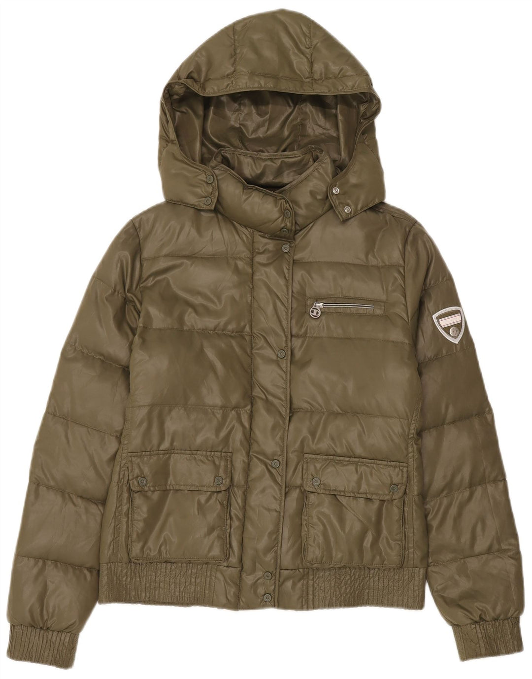 Jachetă căptușită cu glugă pentru femei Champion UK 14 Medium Kaki Poliester