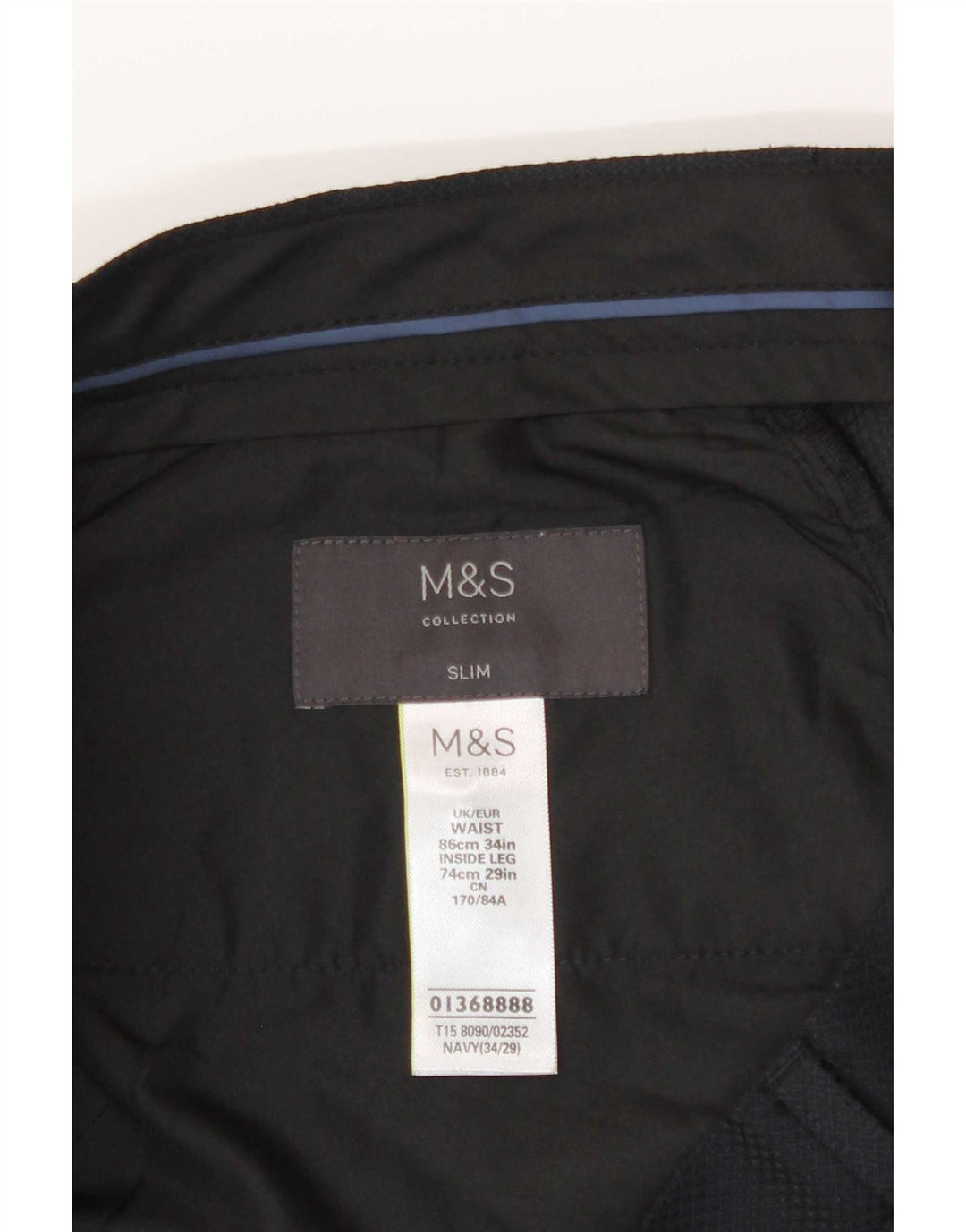 Marks & Spencer Pantaloni casual Slim Fit pentru bărbați L34 L29 Poliester bleumarin
