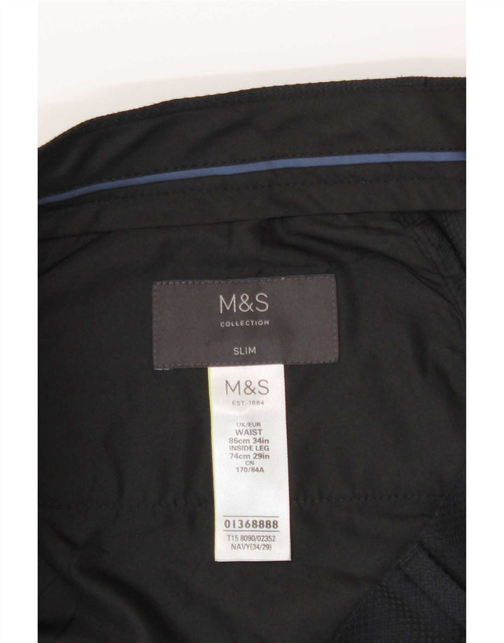 Marks & Spencer Pantaloni casual Slim Fit pentru bărbați L34 L29 Poliester bleumarin
