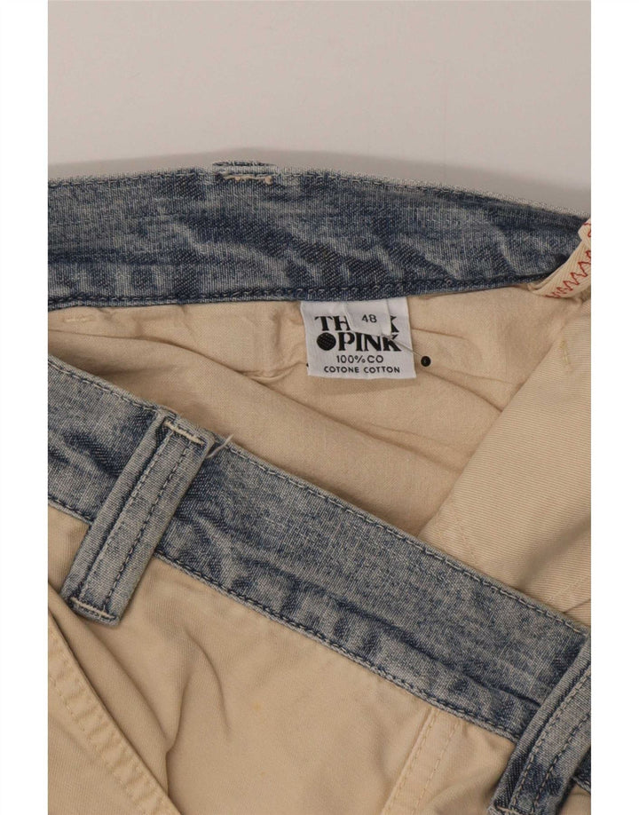 Pantaloni cargo obișnuiți pentru bărbați Think Pink EU 48 Mediu L32 L33 Bej Bumbac