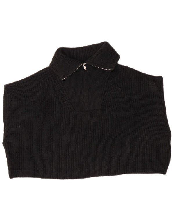 Zara femei oversized Crop Zip Neck Vest Tank Top UK 14 Medium Black